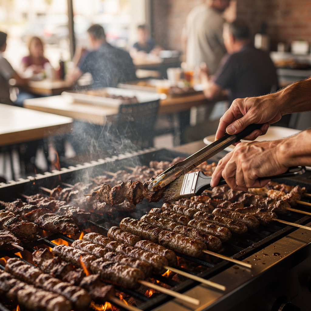 Razvan's Barbecue restaurant interior with energetic dining atmosphere and fresh mesquite-grilled meats